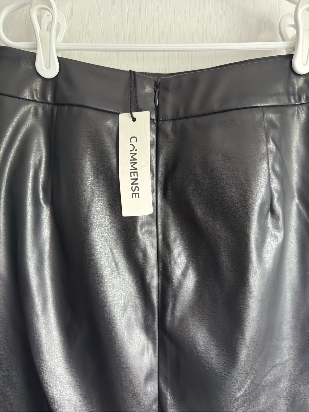 Commense Pleated Split PU Leather Skirt - Picture 6 of 8